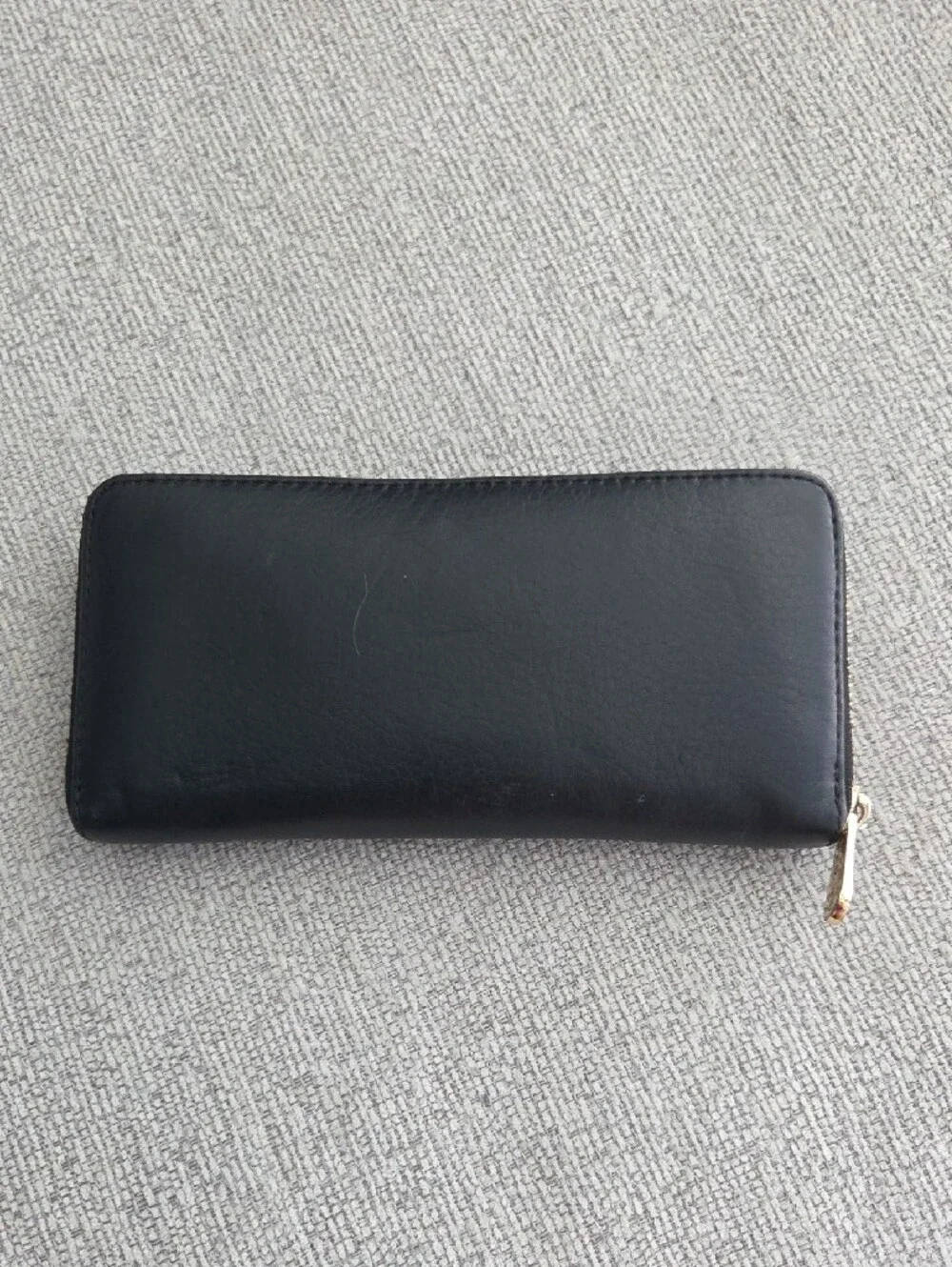 Michael Kors Black Leather Zip-Around Wallet with Gold Plaque